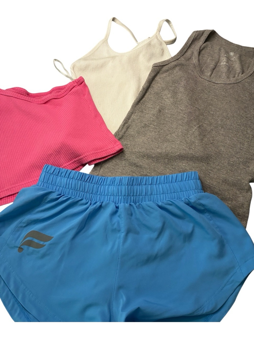 Fabletics XXS Running Shorts + Stretch Ribbed Tops Athleisure Capsule 4 Pc
